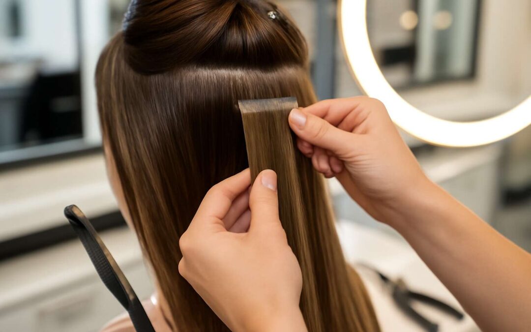Get instant glam with tape hair extensions near me for quick volume